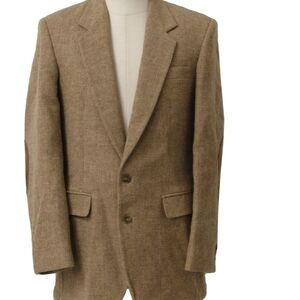 HAGGAR Vintage Tan Wool Sport Coat with Elbow Patches Size 40